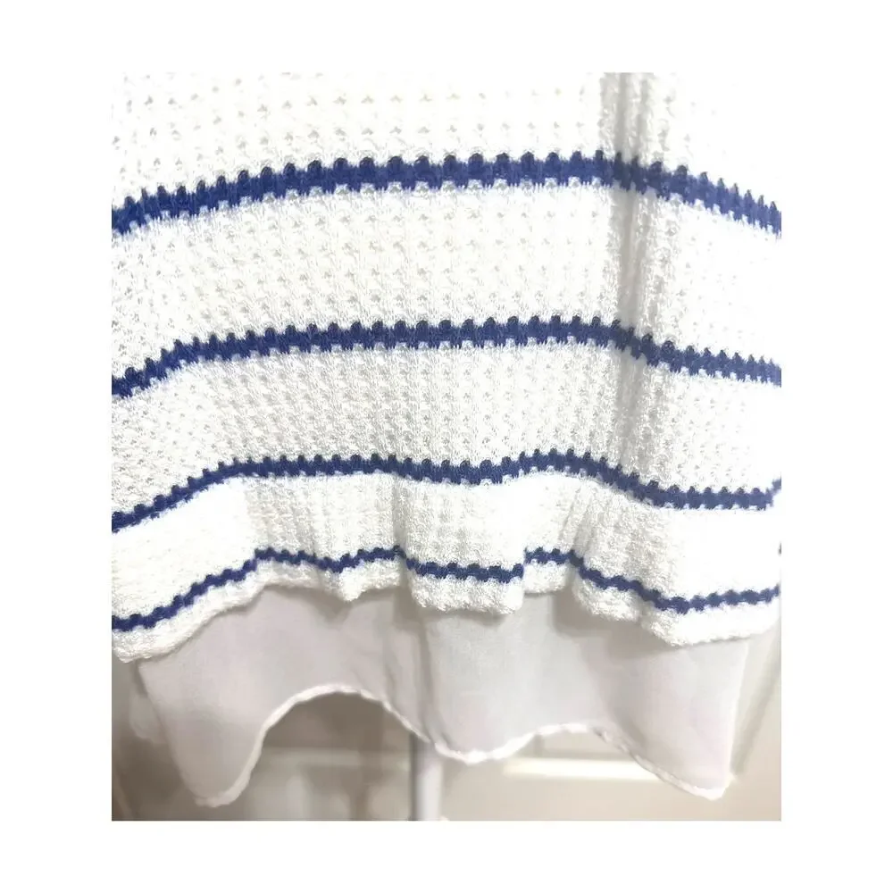 Anthropologie Stripped Women's Crewneck Sweater Whie/Blue Size Large - Picture 4 of 11